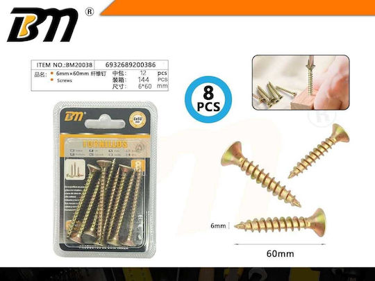 Wood Screws 6mm×60mm Set 12 Packs 8 Pieces 200386 6932689200386
