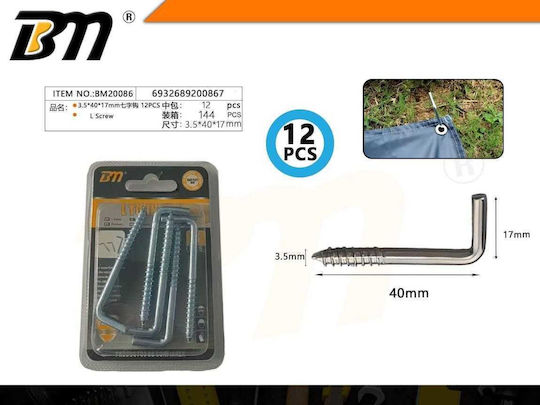 Tradesor Vierkant-Schraubhaken 3.5×40×17mm Hardcase-Set 12 Stücke 12 Pakete 200867 6932689200867