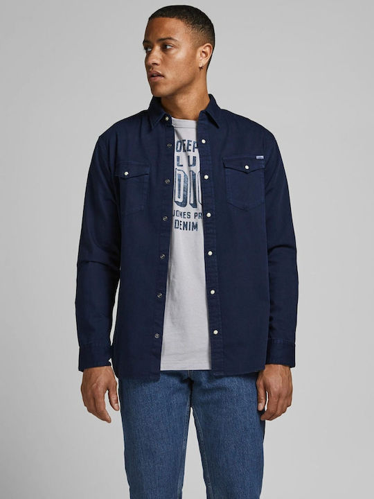 Long-sleeved Denim Shirt Blue Navy
