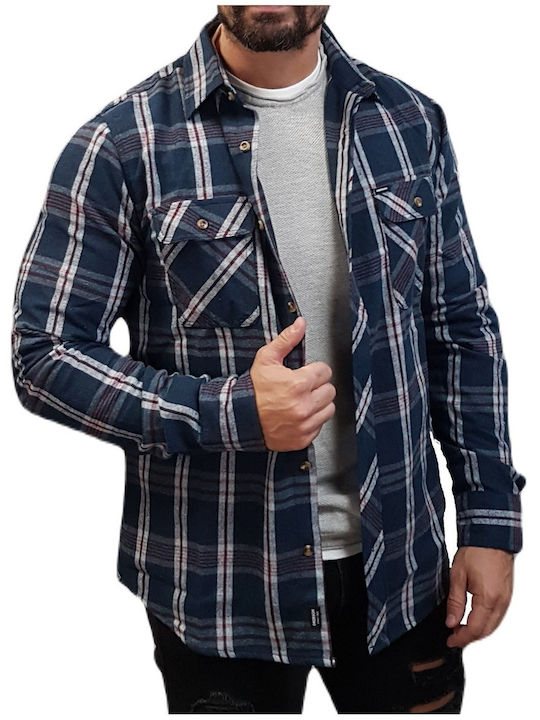 Langärmlig Flanell Hemd Geprüft Navy/Wine