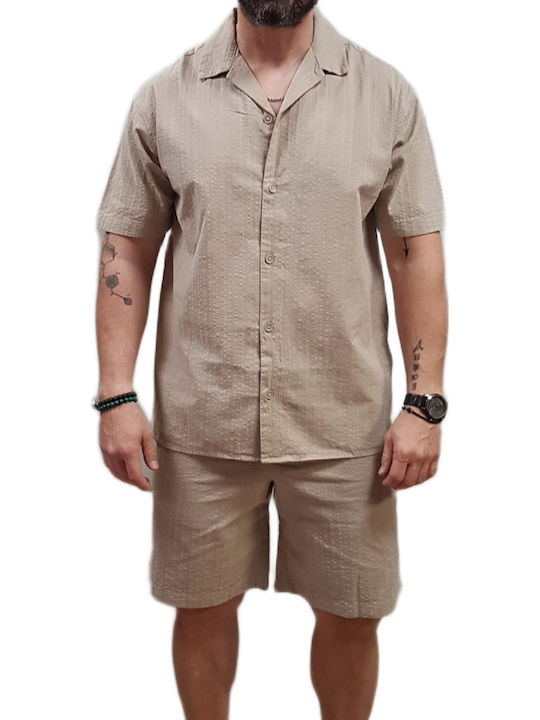 Памучна Риза с Къс Ръкав със Стандартна Кройка Vintage Khaki