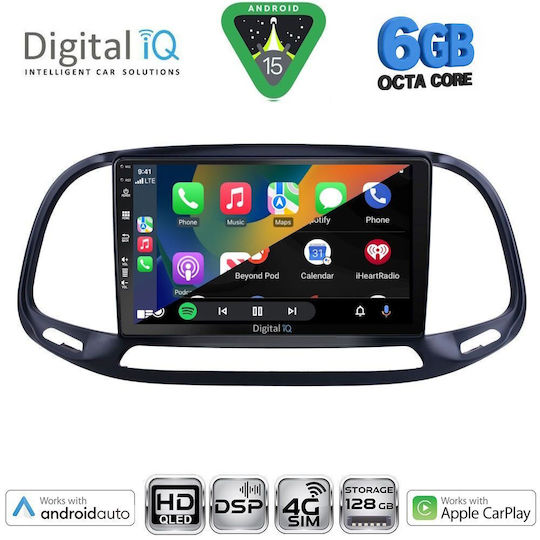 Digital IQ Ηχοσύστημα Αυτοκινήτου για Opel Combo Fiat Doblo 2015-2018 (Bluetooth/USB/WiFi/GPS/Apple-Carplay/Android-Auto) με Οθόνη Αφής 9"