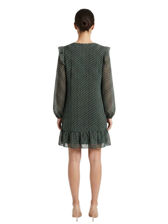 Naf Naf Geom Grünes Gemustertes Freizeit Damenkleid L