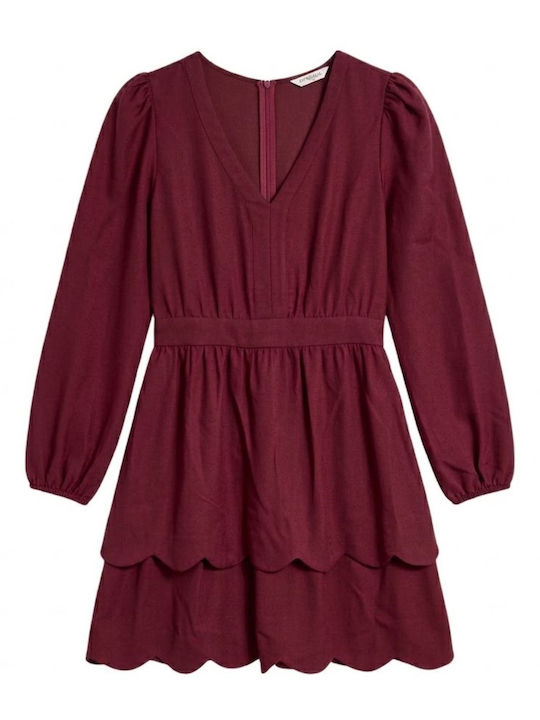 Women's Dress Naf Naf Elie Burgundy Cocktail Elegant S