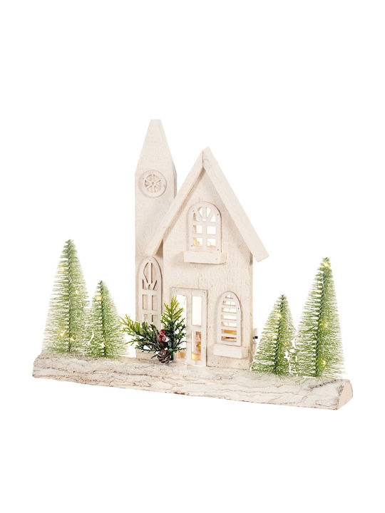 Weihnachtliche Dekofigur Haus Weiß 40x33x5cm