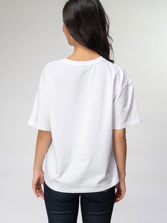 Oxana Tricou Oversized Alb Damă