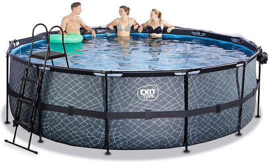 Exit Toys Stone Runde Schwimmbecken mit Metallic-Rahmen Grau