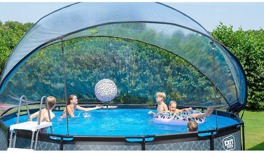 Exit Toys Stone Runde Schwimmbecken mit Metallic-Rahmen Grau