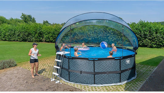 Exit Toys Stone Runde Schwimmbecken mit Metallic-Rahmen Grau
