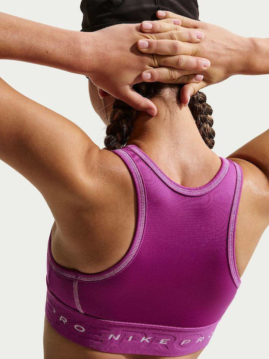 Nike Swoosh Bra Γυναικείο Αθλητικό Μπουστάκι Φούξια