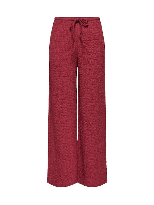 Breites Damen Stoffhose in Breit Bein Stil Rot