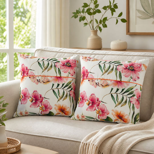 Kotonia Home Μαξιλάρι Καναπέ από 100% Βαμβάκι Πολύχρωμο 50x50εκ.