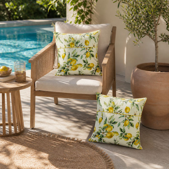 Kotonia Home Sofa Cushion 100% Cotton Yellow 50x50cm