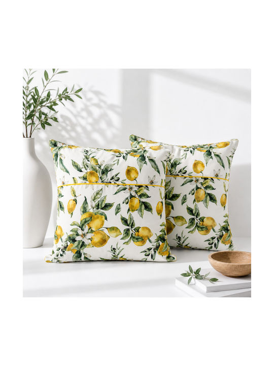 Kotonia Home Sofa-Kissen aus 100% Baumwolle Gelb 50x50cm
