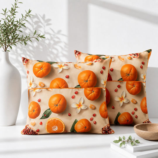 Kotonia Home Sofa Cushion 100% Cotton Orange 50x50cm