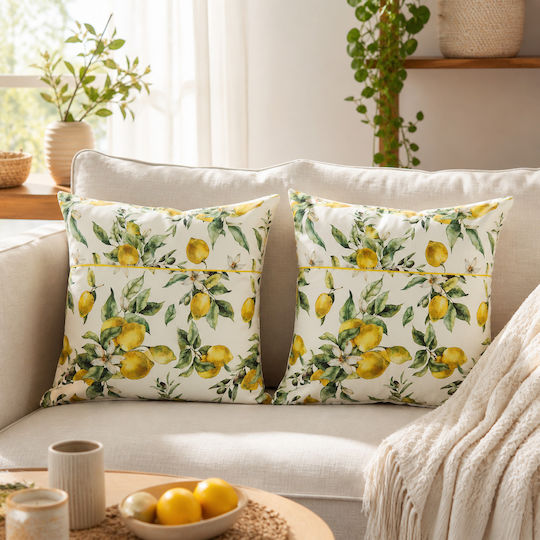 Kotonia Home Sofa Cushion 100% Cotton Yellow 50x50cm