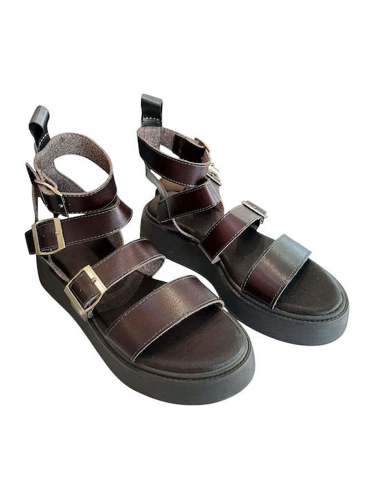 Women's Flat Sandals Flatforms Brown