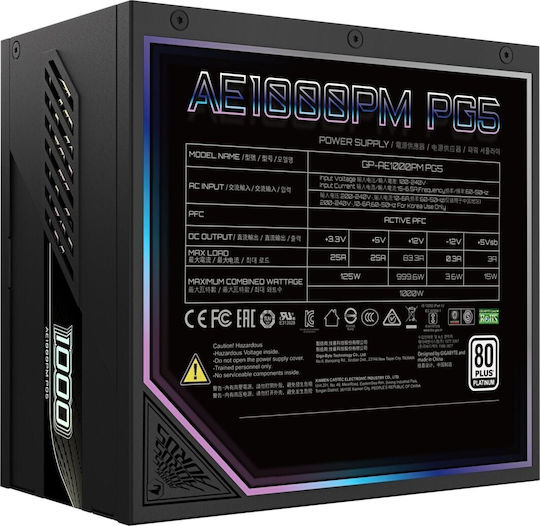 Gigabyte Aorus Elite P1000W 1000W Черен Компютърно захранване Пълен модул 80 Plus Platinum