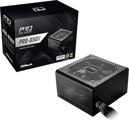 ASRock Pro-650G 650W Black Computer Power Supply Full Wired 80 Plus Gold
