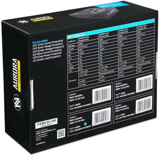 iBox Aurora 500W Negru Sursă de Alimentare Calculator Complet cu fir