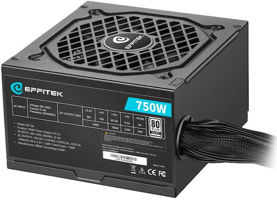 Effitek EB-750 ATX 3.1 750W Black Computer Power Supply Full Wired 80 Plus Silver