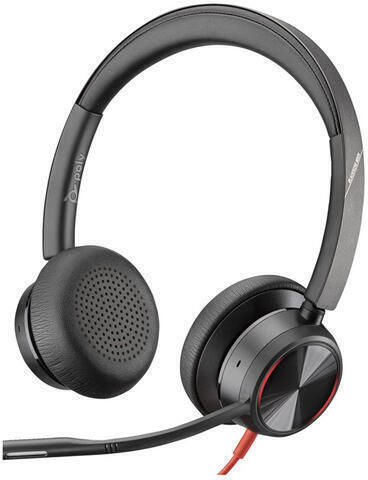 Poly Blackwire 8225 На ушите Мултимедийни слушалки с микрофон и връзка USB-C в Черен цвят
