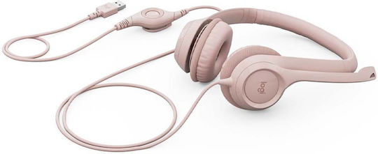 Logitech H390 On Ear Multimedia Headphone with Microphone USB-A Pink