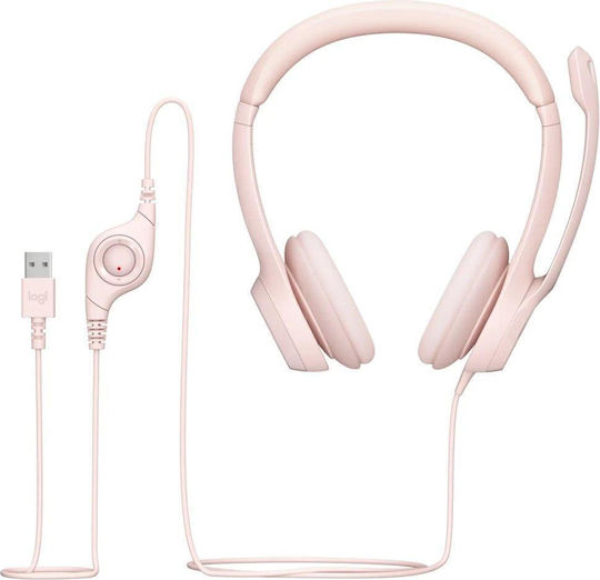 Logitech H390 On Ear Multimedia Headphone with Microphone USB-A Pink