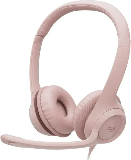 Logitech H390 On Ear Multimedia Headphone with Microphone USB-A Pink