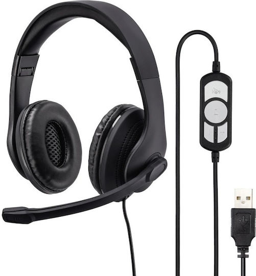HAMA HS-USB300 On Ear Multimedia Ακουστικά με μικρόφωνο και σύνδεση USB-A