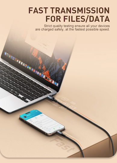 Ldnio Braided USB 2.0 Cable USB-C Male - USB-A 50W Beige 2m