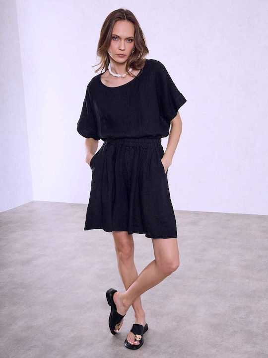 Celestino Women's Linen Bermuda Shorts Black