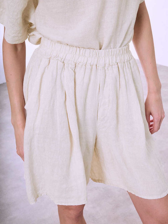 Celestino Women's Linen Bermuda Shorts Beige