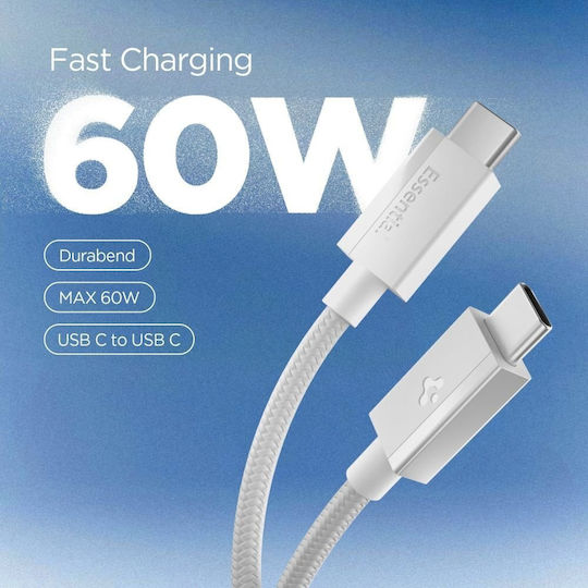 Spigen USB 2.0 Cable USB-C Male - USB-C 60W White 1.5m ACA10416