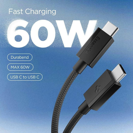Spigen USB 2.0 Cable USB-C Male - USB-C 60W Black 1.5m ACA10417