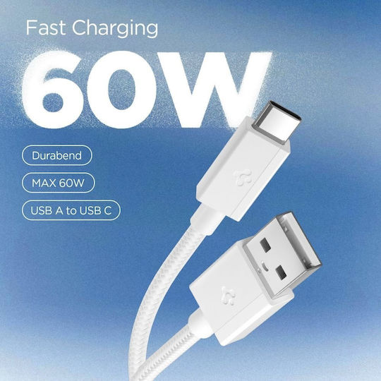 Spigen USB 2.0 Cable USB-C Male - USB-A 60W White 1.5m ACA10413