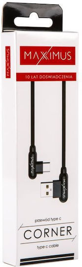 Maxximus Winkel (90°) USB 2.0 Kabel USB Typ-C männlich - USB-A Schwarz 1m