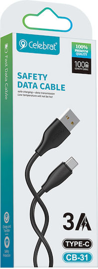 Celebrat USB Typ-C Kabel mit USB 2.0 männlich - USB-A Schwarz 1m CB-31A-C-BK