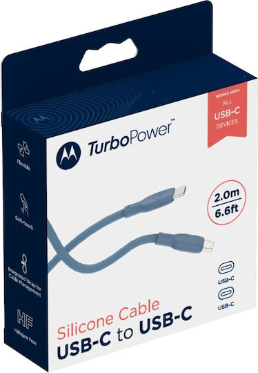 Motorola USB 2.0 Cable USB-C male - USB-C 100W Μπλε 2m SJCS0CCB20ET1-EU-BL