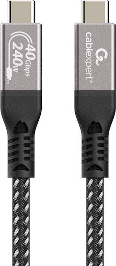 Cablexpert Премиум Плетен USB 4 Видео Кабел USB-C Мъжки - USB-C 240W Захранване (PD) Черен 0.3м CCBP-USB4-CMCM240-0.3M