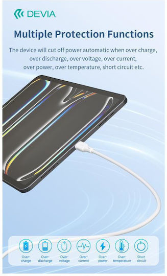 Devia Ec632 Jelly USB 2.0 Cable USB-C Male - USB-C 60W PD White 1.2m