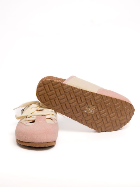 Leather Mules With Heel In Beige Colour