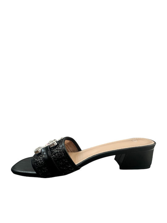 Mules With Low Heel In Black Colour