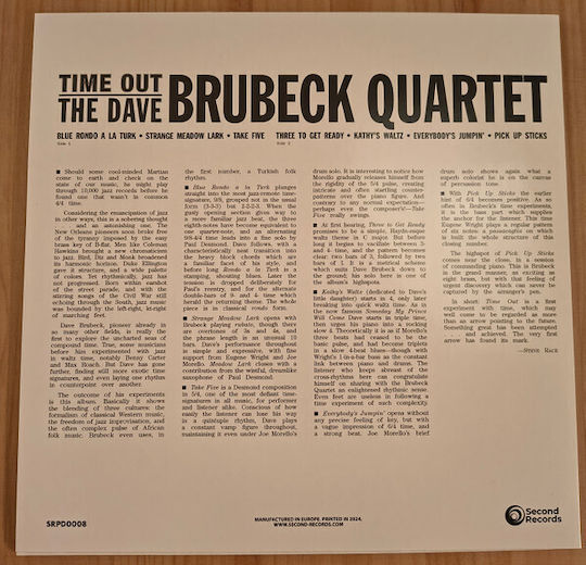 Dave Brubeck Quartet Time Out Clear Purple Splatter 1 Vinil