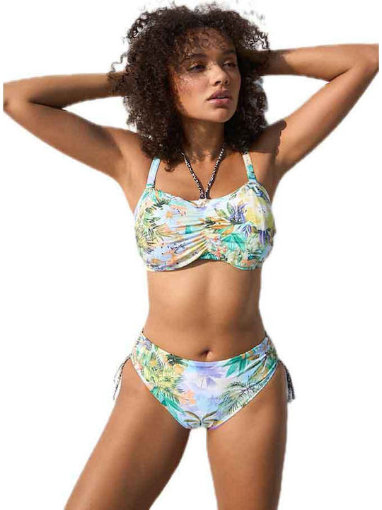 Strapless Bikini Top E Cup Floral Παστέλ Αποχρώσεις