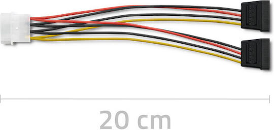 Qoltec 4-Pin Molex - 15-Pin Sata Cable 0.2m Πολύχρωμο 27618