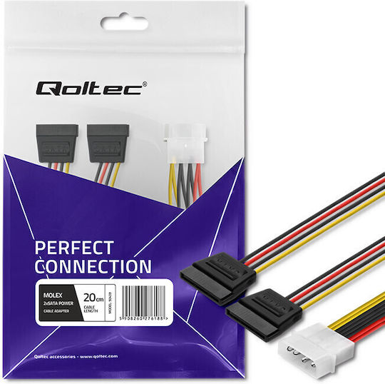 Qoltec 4-Pin Molex - 15-Pin Sata Cable 0.2m Πολύχρωμο 27618