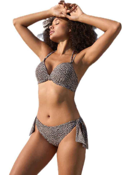 Slip Bikini Cu Dantelă Maro