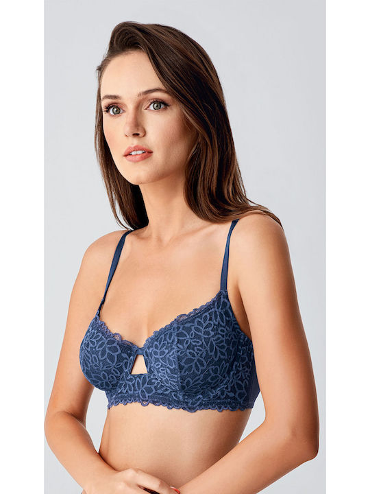 Blue Athletic Bra with Underwire