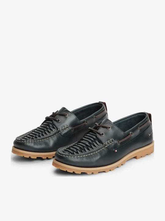 Boat Shoes bărbătești din piele în culoare albastră